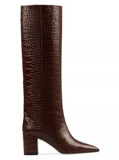 Paris Texas, Embossed Leather, Saks Fifth, Saks Fifth Avenue, Leather Boots, Block Heels, Womens Sandals