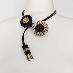 🍀GET 25% OFF - BUY 2 OR MORE ITEMS🍀 BLACK FRIDAY SALE! GO ON:) The futuristic leather flower necklace is more than just jewelry; it's a piece of art. The adjustable gold and black choker adds a touch of sophistication, highlighting your uniqueness. Perfect for those who appreciate style and individuality, the floral design makes it one-of-a-kind, and the gold and black tones provide a sense of luxury. Not only stylish but practical too - the adjustable necklace allows you to customize it to ma Unique Adjustable Choker For Parties, Elegant Metal Necklace With Adjustable Cord, Adjustable Gold Choker With Cord, Adjustable Cord Party Jewelry, Adjustable Gold Choker, Gold Choker With Adjustable Cord, Chic Handmade Adjustable Choker, Elegant Metal Jewelry With Adjustable Cord, Elegant Choker Necklace With Adjustable Cord