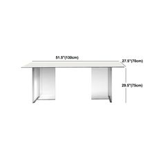 a white table is shown with measurements for it