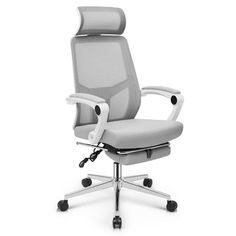 a white office chair with wheels and arms on an isolated white background 3d rendering image