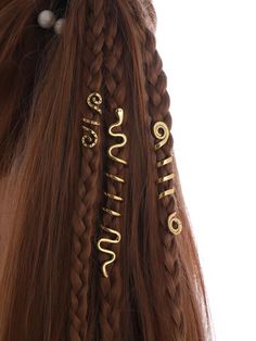 Dreadlock Accessories, Hair Rings, Aesthetic Hair, Hair Jewelry, Hair Pieces, Hair Inspo, Cute Hairstyles, Hair And Nails, Brown Hair