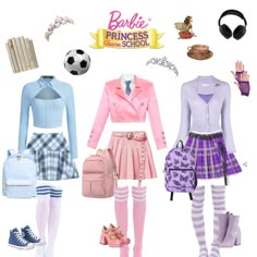 a group of different outfits and accessories are shown