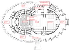 the floor plan for an auditorium with seating areas