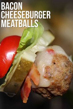 bacon cheeseburger meatballs with lettuce and tomato