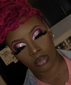 Pink Makeup Look, Flawless Face Makeup, Birthday Makeup Looks, Face Beat Makeup, Brown Girls Makeup, Glitter Makeup Looks, Carnival Makeup, Cute Eye Makeup, Makeup For Black Skin