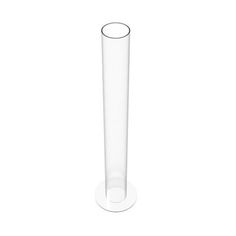 a tall glass vase sitting on top of a white table