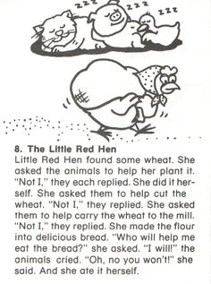 the little red hen story page from an old children's book