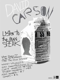 a carton with the words written on it and an image of a man's head