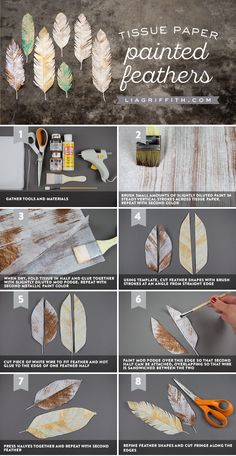 instructions for how to make paper feathered feathers