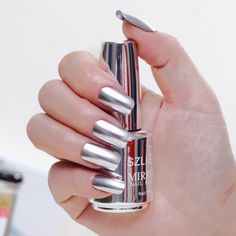 1 Size: 18 mL.  Color: Orange.  Pattern: metallic. Mirror Effect Nail Polish, Mirror Nail Polish, Rose Gold Nail Polish, Gold Chrome Nails, Silver Nail Polish, Chrome Nail Polish, Metallic Nail Art, Metallic Nail, Metallic Nail Polish