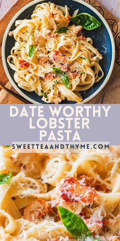 pasta with tomato sauce and spinach leaves in a bowl on a wooden cutting board