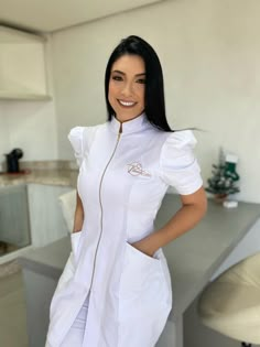 Salon Scrubs Uniform, Salon Uniform Ideas, Beauty Salon Uniform Ideas, Women's Lab Coat, Salon Uniform, Stylish Scrubs