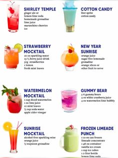 the different types of cocktails are shown in this poster, which shows how to make them