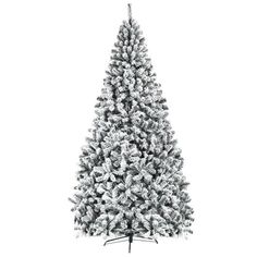 a white christmas tree with snow on it