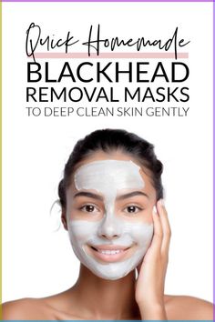 Quick homemade blackhead removal masks and simple natural DIY blackhead treatments that get rid of even deep rooted blackheads gently. Diy Black Head Remover Mask, Deep Pore Cleansing Mask Diy, Blackhead Removal Diy, Black Head Remover Diy, How To Get Rid Of Blackheads, Homemade Blackhead Remover, Natural Blackhead Remover, Blackhead Removal Mask, Diy Facials