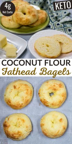 coconut flour bread bagels with butter on top