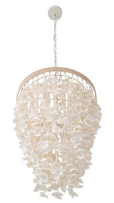 a white chandelier hanging from the ceiling