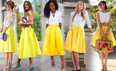 С чем носить желтую юбку - 10 вариантов Yellow Skirt Outfit, Yellow Skirt Outfits, Yellow Skirt, Mix N Match, Skirt Outfits, Summer Wardrobe, Stitch Fix, High Waisted Skirt, Midi Skirt