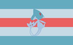 an image of a blue and red flag with a cat on it's tail