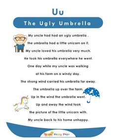 the uglily umbrella poem is shown in blue and white with an image of a man