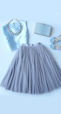 #lovelulus Grey Tulle Skirt, Dress And Shoes, Looks Style, A Dress, Pretty Outfits