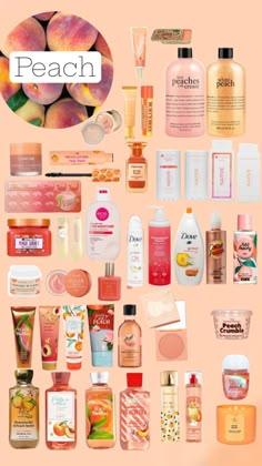 Peach Scent Aesthetic, Peach Hygiene Products, How To Smell Like A Peach, Peach Skincare Aesthetic, Peach Beauty Products, Peach Smelling Products, Peach Body Mist, Eos Jasmine Peach, Peach Perfume Fragrance