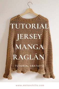 a crocheted sweater hanging on a hanger with the words,'how to knit