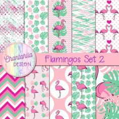 flamingos digital paper set 2