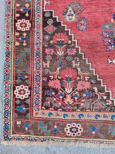 Persian Bid jar rug Size=4'7" x 9'7" ft Material=Wool  Age=130 years old Heriz Rug, Heriz Rugs, Color Rug, Antique Persian Rug, Afghan Rug, Caucasian Rug, Shiraz, Afghan Rugs, Coral Color