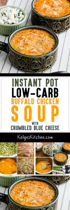 instant pot low - carb buffalo chicken soup with crumbled blue cheese recipe