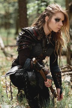 Warrior Outfits Female, Warrior Clothes, Female Warrior Outfit, Fantasy Attire, Viking Makeup, Viking Warrior Woman, Viking Aesthetic, Viking Cosplay, Halloween Rave