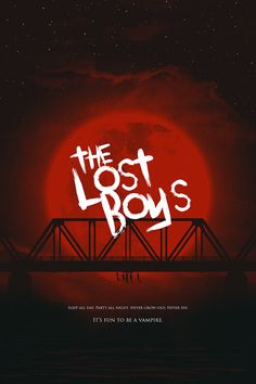 the lost boys movie poster with blood moon in background