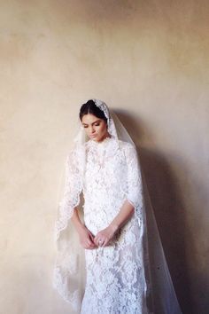 Roseline mantilla french lace veil in ivory or off-white Lace Dress And Veil, Lace Mantilla Veil Spanish, Spanish Style Bride, Saint Veil, Roman Catholic Wedding Dress, All Lace Veil, Italian Wedding Veil, Wedding Mantilla, Spanish Veil