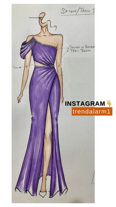 a drawing of a woman in a purple dress with the words instagramm on it