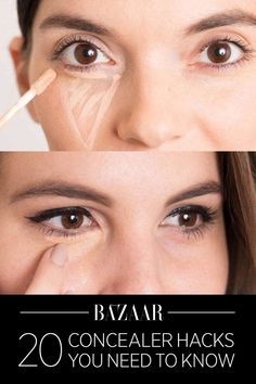 image Concealer Hacks, Make Up Foundation, Beauty Tips And Tricks, Concealer Makeup, Makeup Tricks, Undereye Circles, Ingrown Hair, Harper's Bazaar, How To Apply Makeup