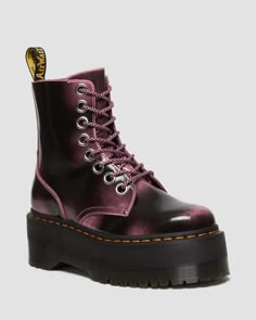 Jadon Max Boot Distressed Leather Platforms in Fondant Pink | Dr. Martens Doc Martens Fashion, Jadon Max, Jadon Boots, Dr Martens Jadon, Black Heel, Yellow And Black, Distressed Leather, Dream Shoes, Doc Martens