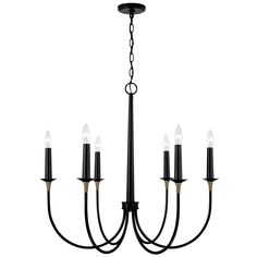 a black chandelier with five lights hanging from it