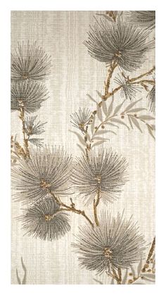 an image of a wallpaper with flowers and leaves on the back drop in beige