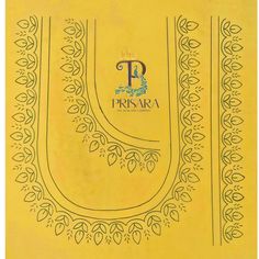 the back side of a yellow paper with an ornate border and letter p on it