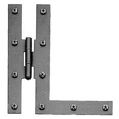 an image of a metal door hinge with screws on the front and side