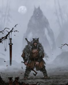 Jakub Rozalski, Werewolf Hunter, Art Viking, Werewolf Art, Vampires And Werewolves, Viking Art, Fantasy Monster, Wolf Art