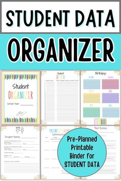 student data organizer with text overlay