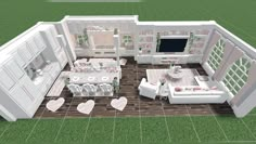 Berry Avenue House Layouts, Bloxburg House Backyard, Bloxburg Living Room Ideas Small Easy, Bloxburg Extra Space Ideas, Blocksburg Living Room Ideas, Gym Decals Bloxburg, Blush Bloxburg House, Bloxburg House Interior Ideas