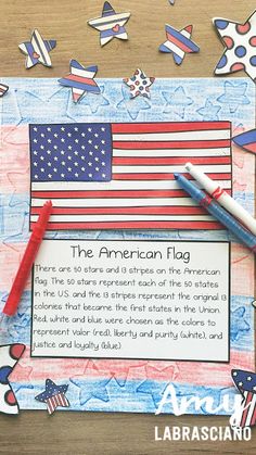 the american flag is displayed on a piece of paper