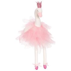 a stuffed animal wearing a pink tutu and a tiara