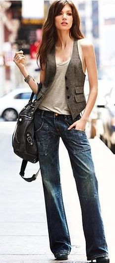 Waistcoat Woman Outfit, Waistcoat Woman, Mode Casual, Vest Outfits, Outfit Casual, Outfits Casuales, Moda Fashion, Jeans Straight