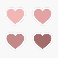 four pink hearts stickers on a white background