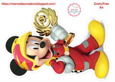 an image of mickey mouse laying down with his head in the air and gold medal around his neck