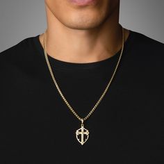 This gold cross pendant, named Covenant, is a powerful religious and Christian symbol of hope and the everlasting sacrifice Christ made on the cross. Our solid 14k gold cross necklace for men is crafted by artisan jewelers and made to be worn every day. Wear the mens gold cross chain as a reminder of the virtues you stand for, and Jesus died for, that it may serve as inspiration for others, and a reminder for you to embody and strive to live by his teachings every day. MATERIALS, WEIGHTS & MEASU Mens Gold Cross Necklace, Gold Cross Pendant For Men, Cross Pendant Men, Gold Pendants For Men, Cross Necklace For Men, Symbol Of Hope, Divine Grace, Luxe Jewelry, Gold Chains For Men