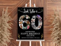 a black and gold 60th birthday card with photos